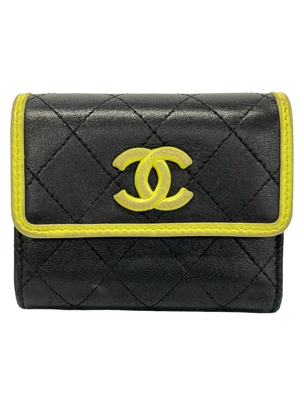 Chanel Matelasse Black Yellow Lambskin #364244C66B